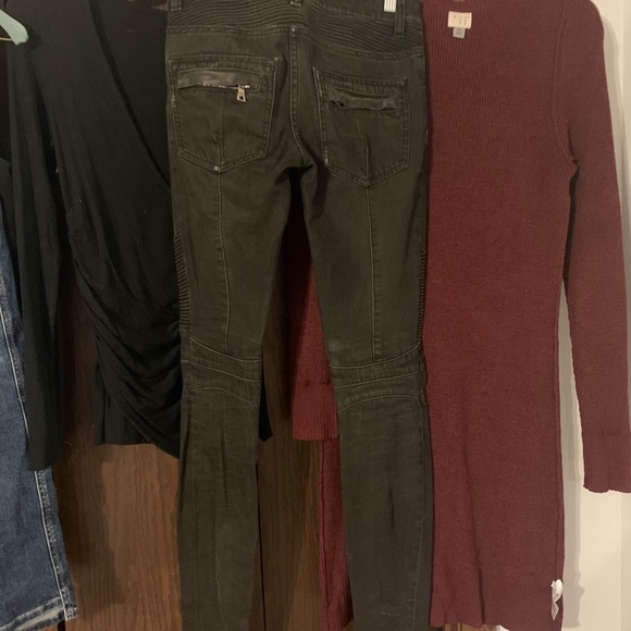 Balmain Distressed Grey Moto Jeans US2, 34 - Picture 5 of 5